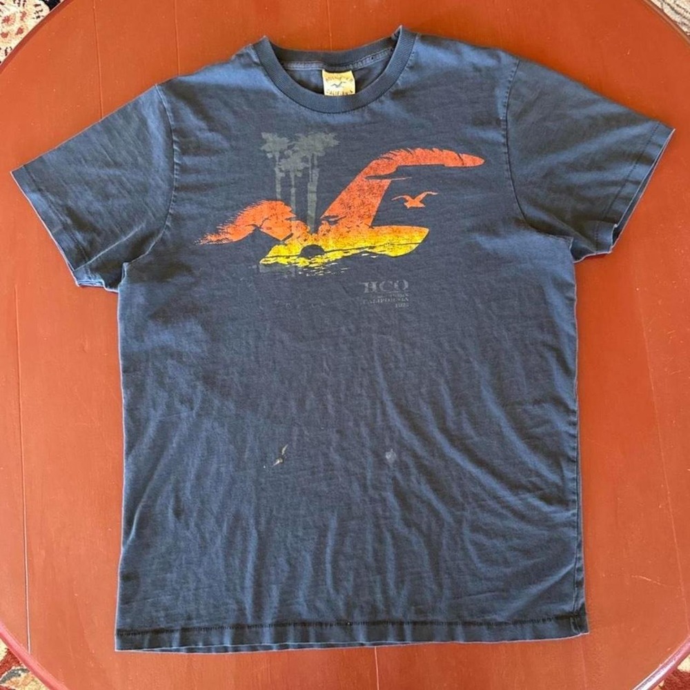 Vintage Y2K Hollister Navy Logo T Shirt